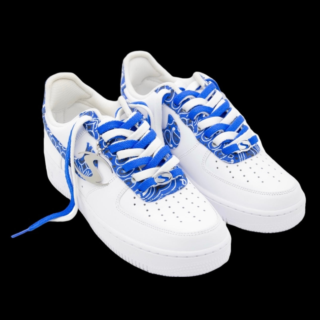 AIR FORCE UNO WHITE BANDANA/LACES BLU
