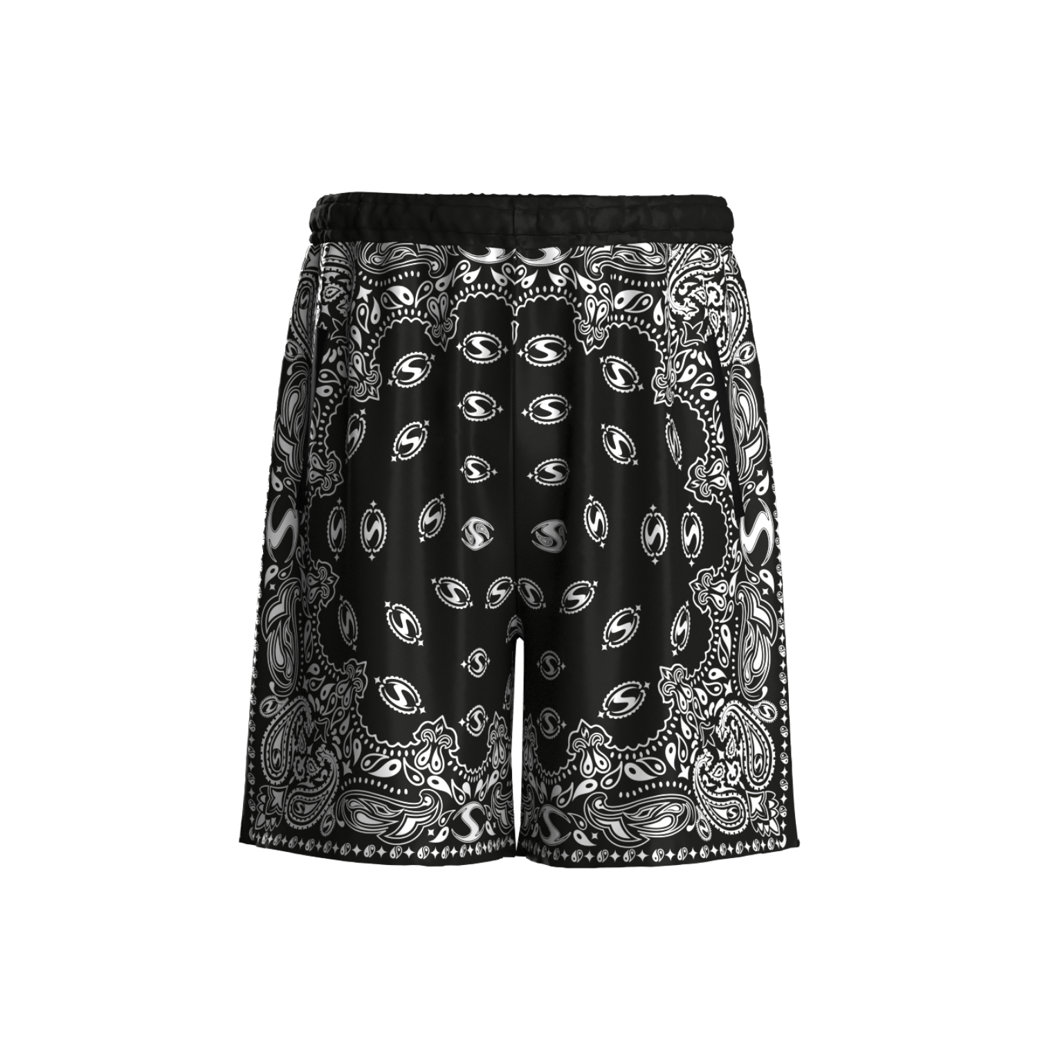 BLACK BANDANA SHORTS
