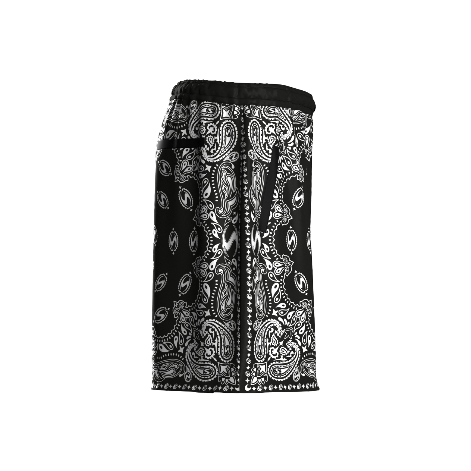 BLACK BANDANA SHORTS