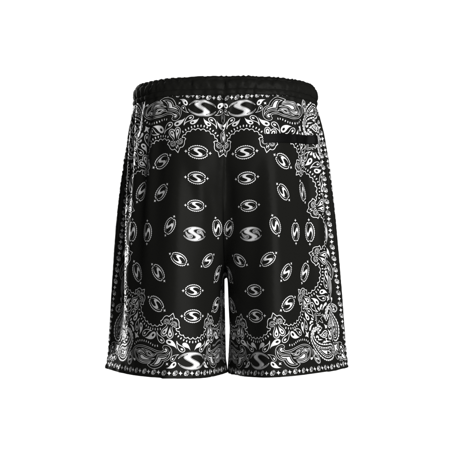 BLACK BANDANA SHORTS